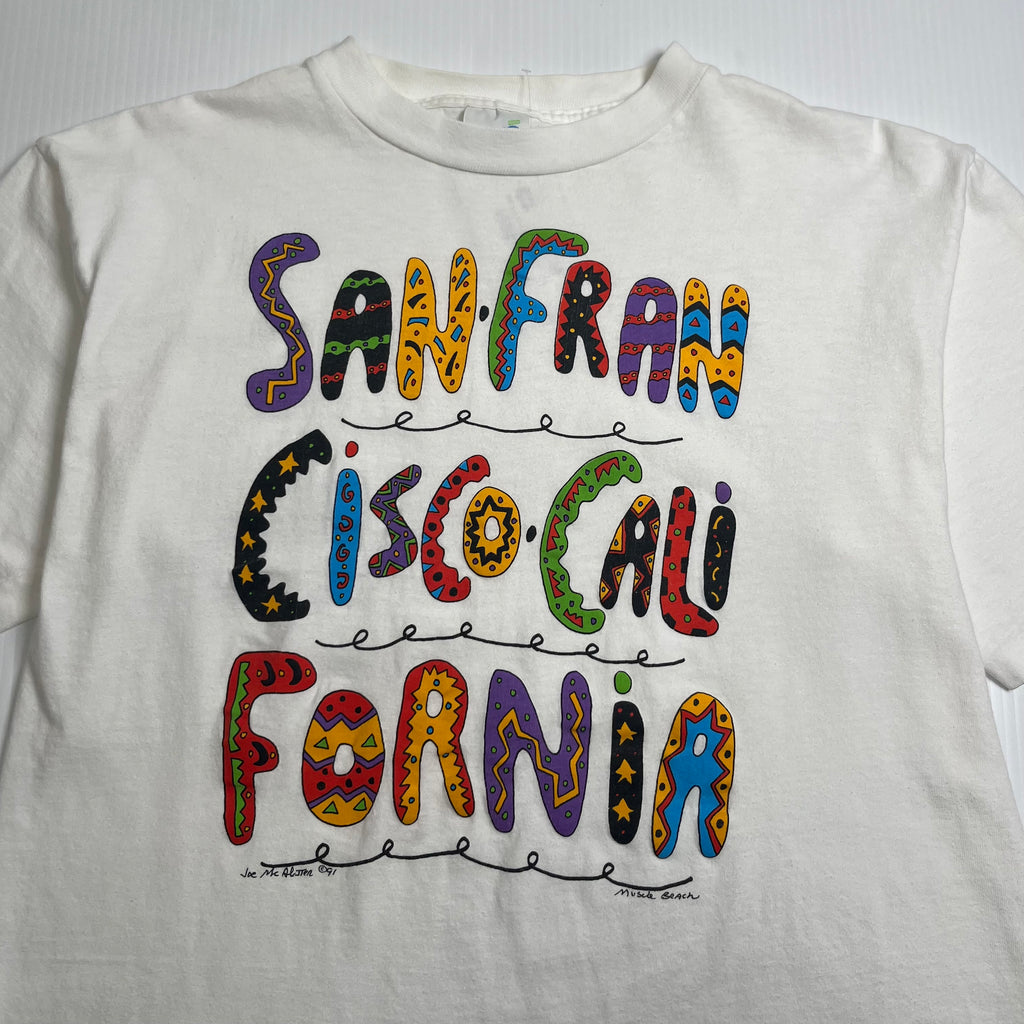 90s San Francisco California Art Text Tee L