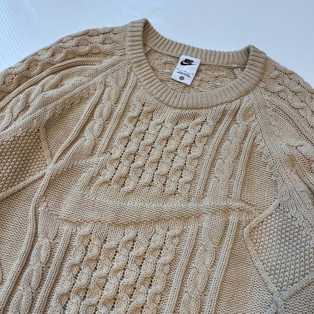Nike Big Swoosh Cable Knit Sweater L