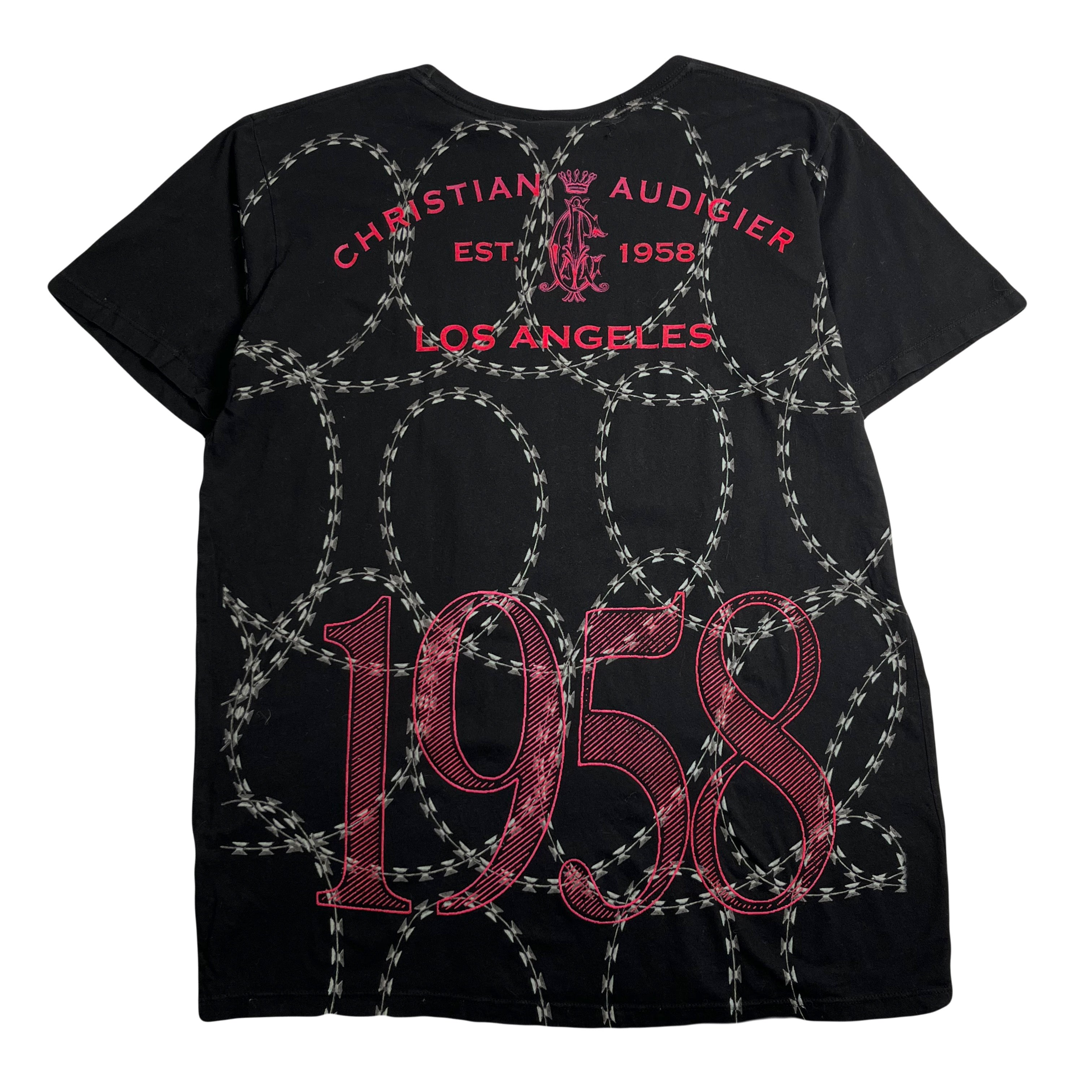 Y2K Christian Audigier 1958 AOP Tee L