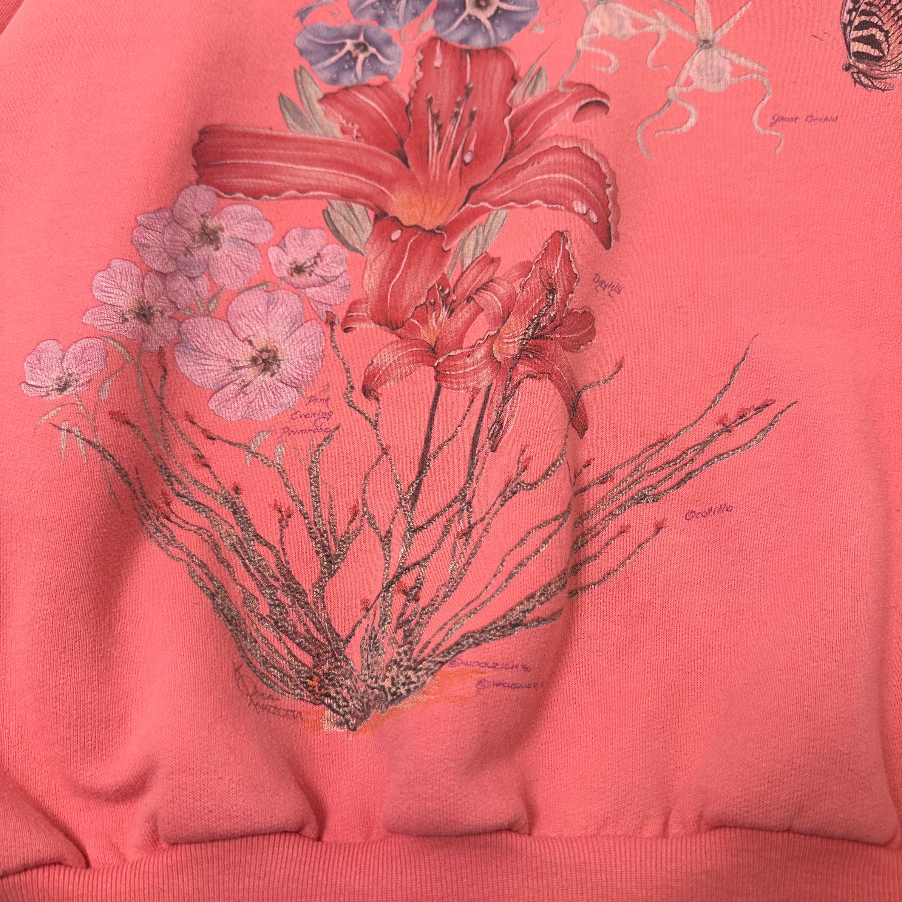 Vintage Harlequin Nature Flowers Art Crewneck M