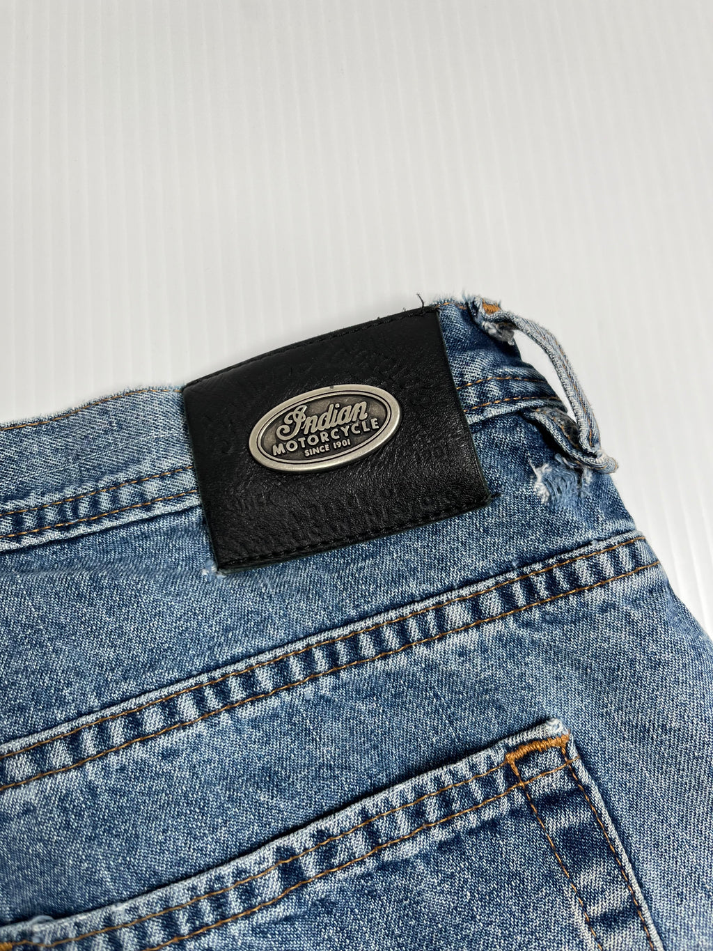 Vintage Indian Motorcycle Denim Shorts 38