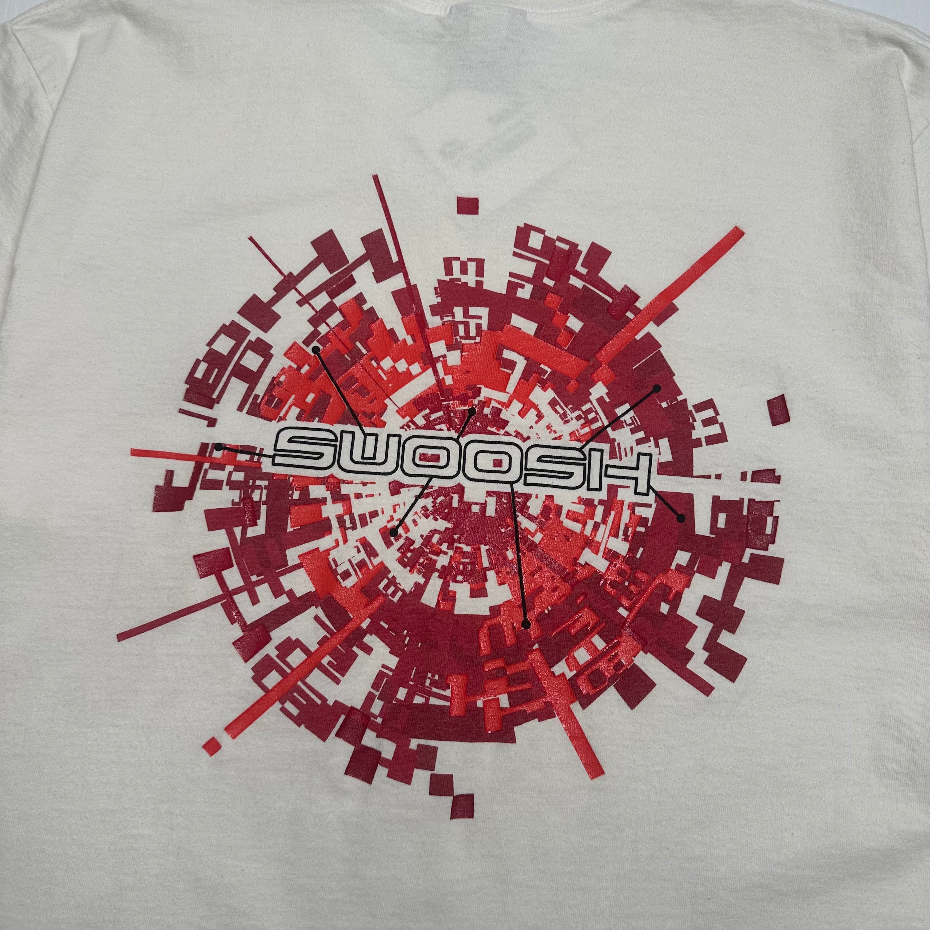 Y2K Nike Swoosh Pixel Graphic Tee L