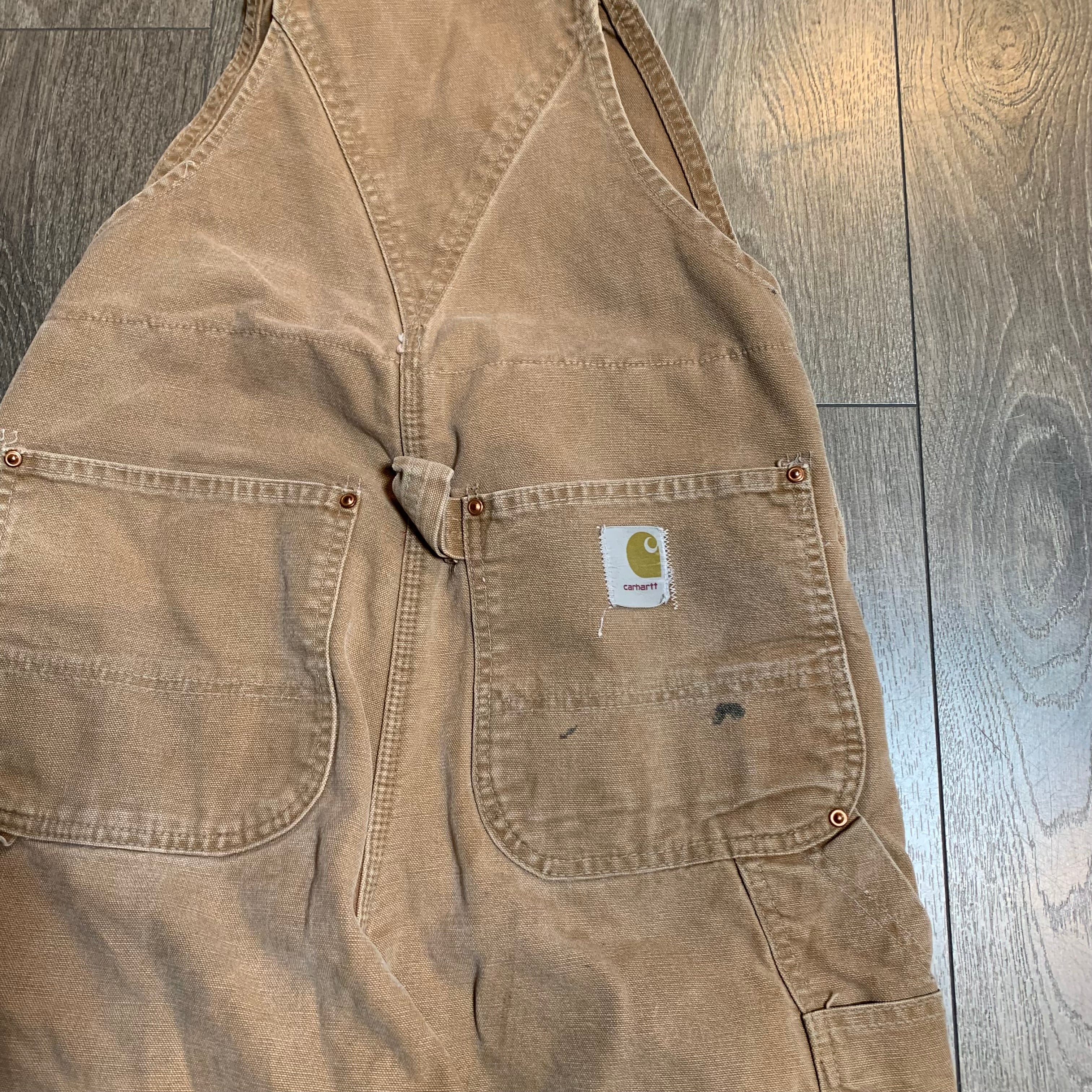 Vintage Faded Brown Carhartt Quilted Overalls 31x29