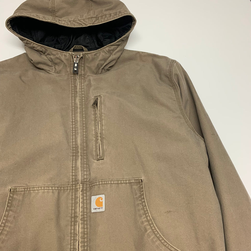 Light Brown Hooded Carhartt Jacket L
