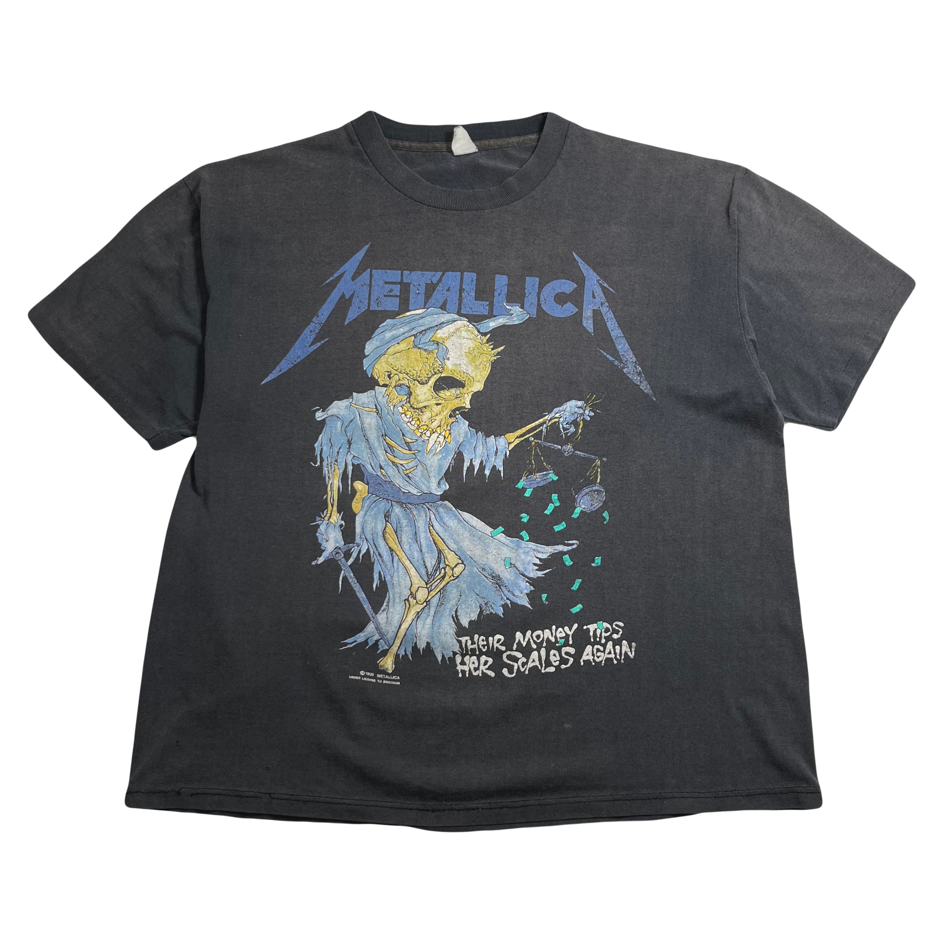 1989 Metallica Their Money Tips Her Scales Faded Tee M