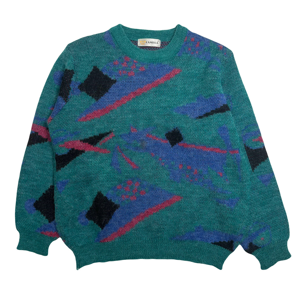 Vintage Camela Abstract Patterned Knit Sweater S
