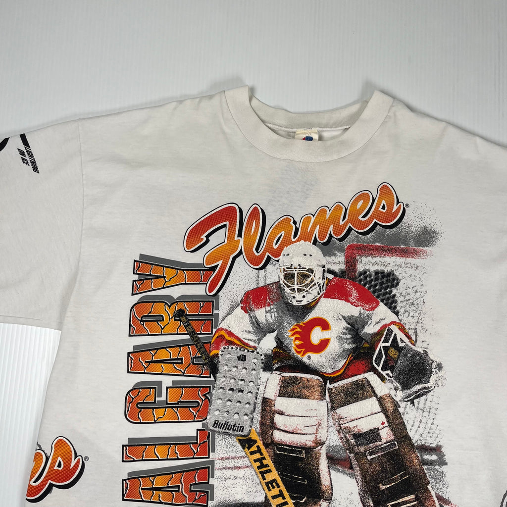 1991 Bulletin Athletic Calgary Flames AOP NHL Tee XL