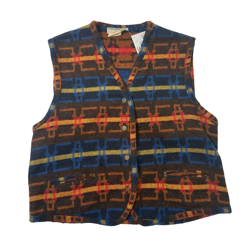 Vintage Esprit Pattern Wool Vest M