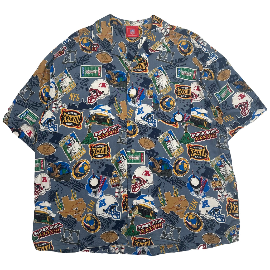 2003 NFL Super Bowl AOP Short Sleeve Button Up Shirt XXL