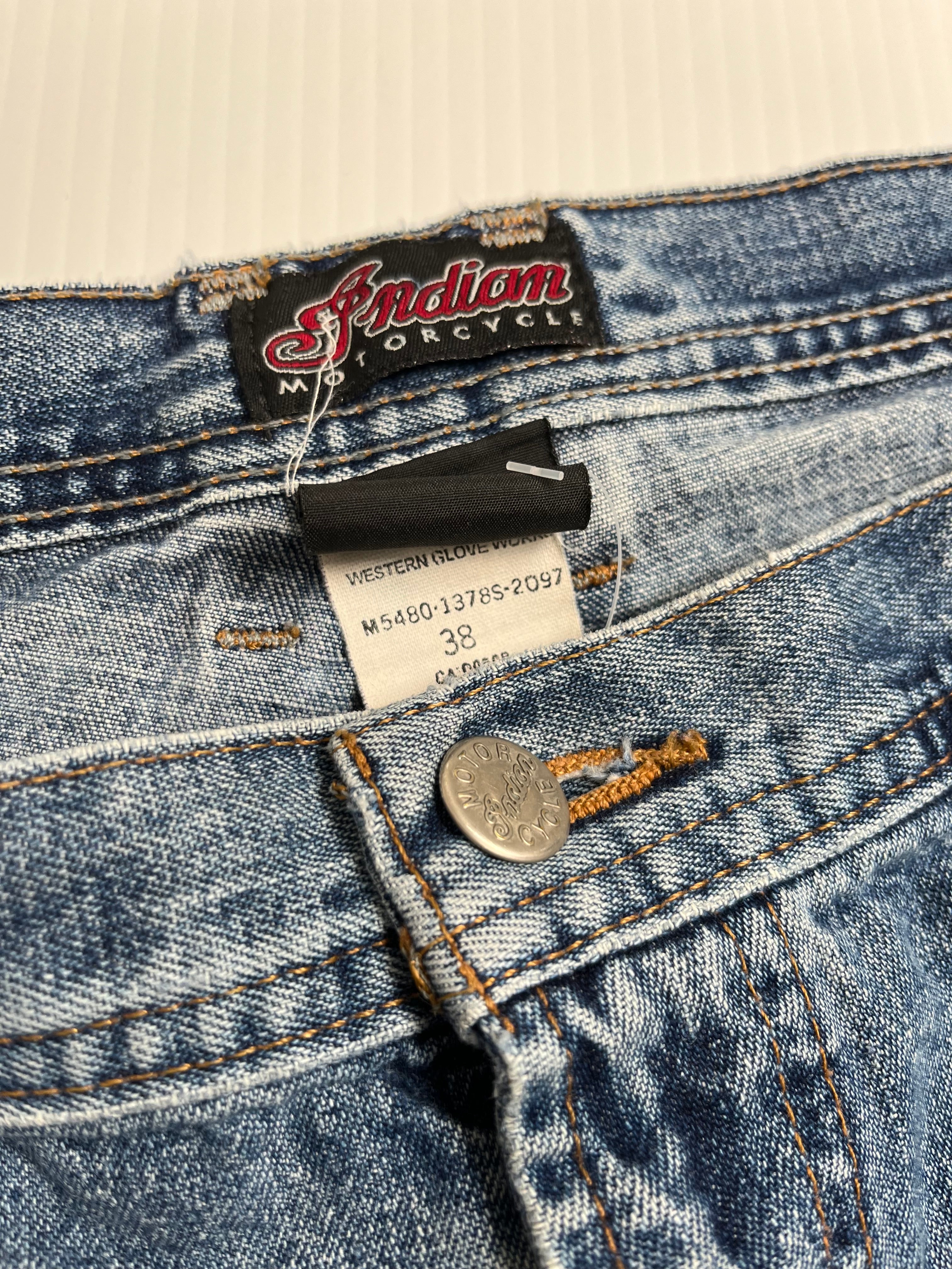 Vintage Indian Motorcycle Denim Shorts 38