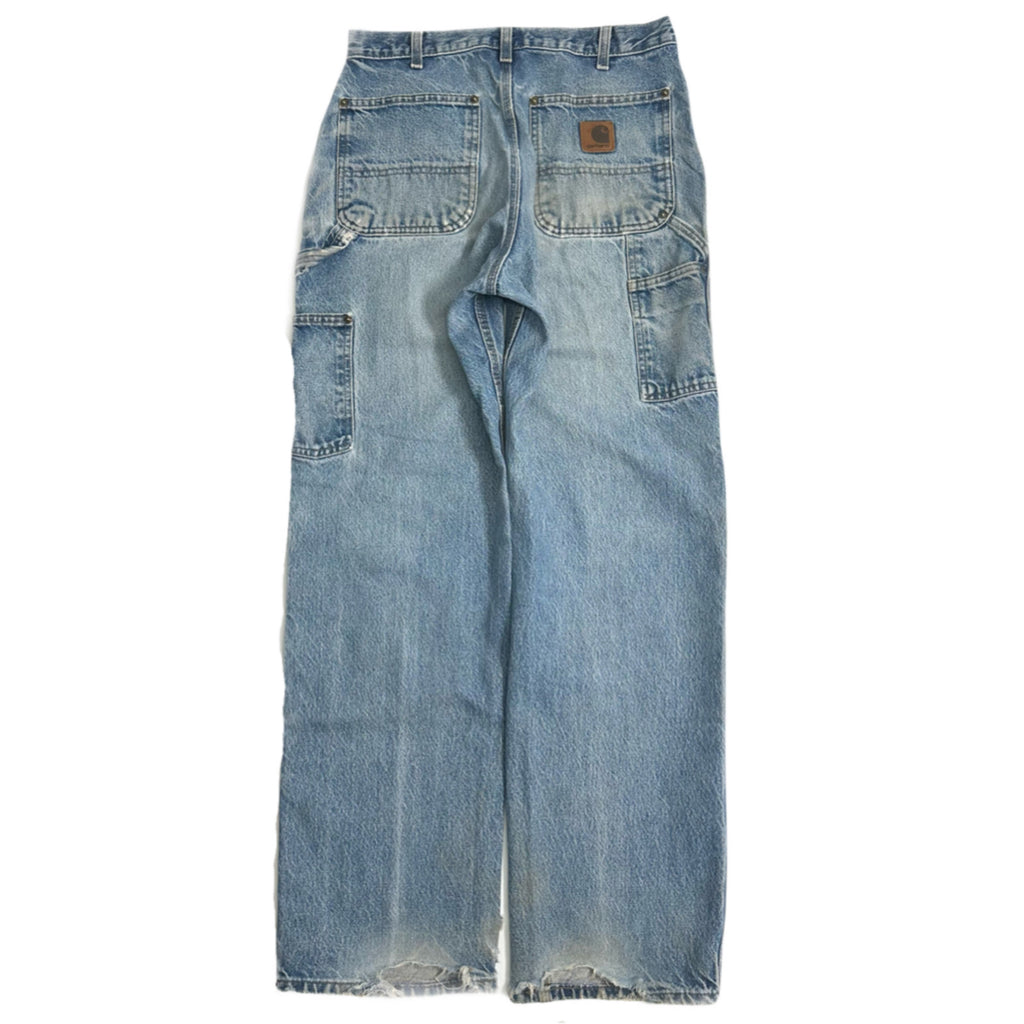 Vintage Carhartt Faded Light Wash Denim Double Knee 30x31.5