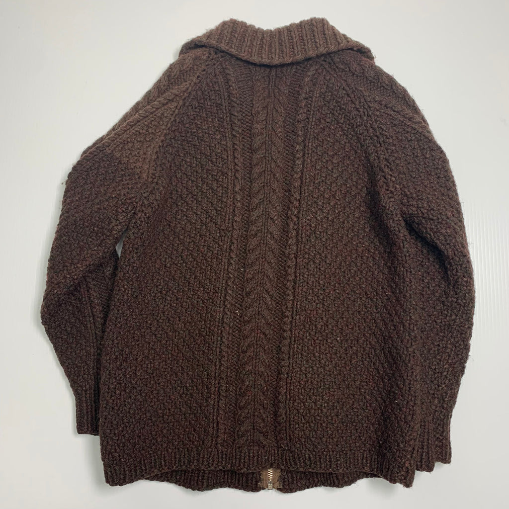 Vintage Brown Zipup Knit Sweater L