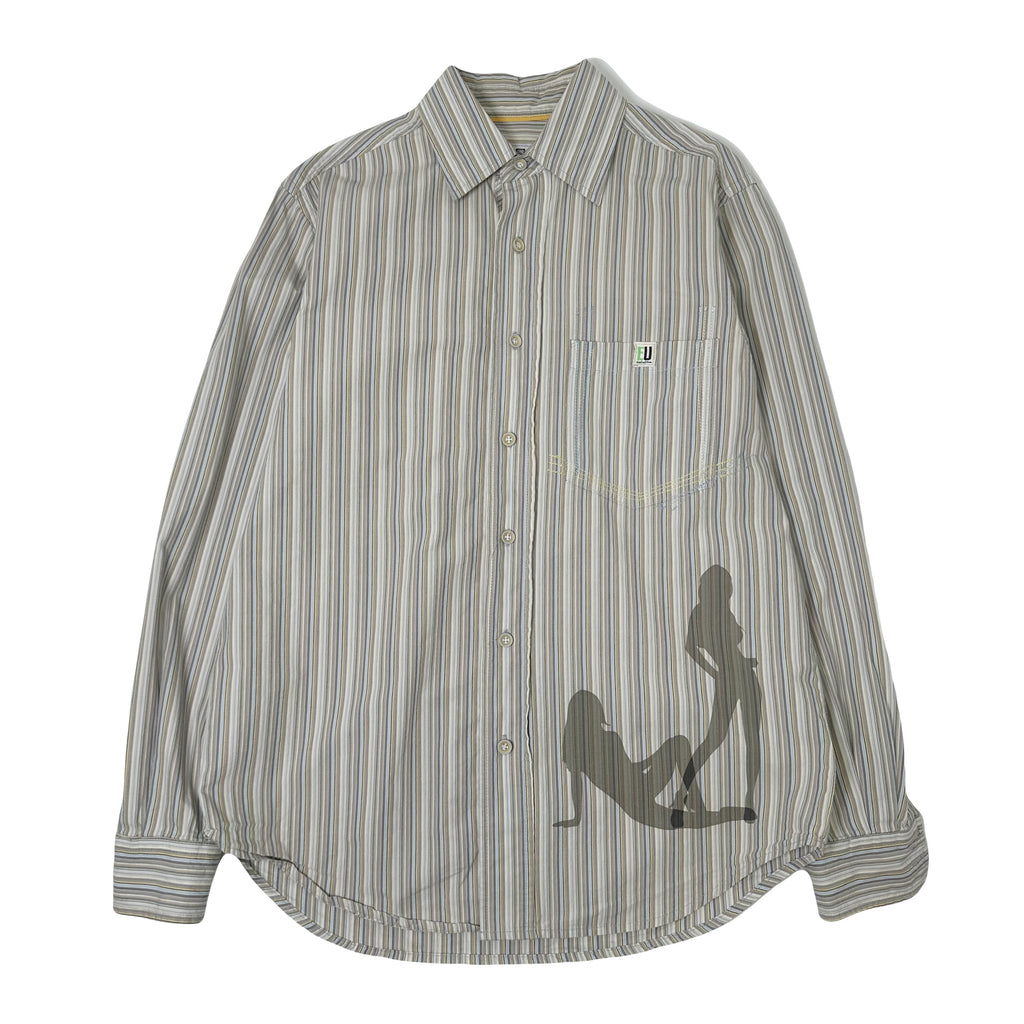 Y2K Ecko Unltd. Pinstripe Girls Button Up Shirt S
