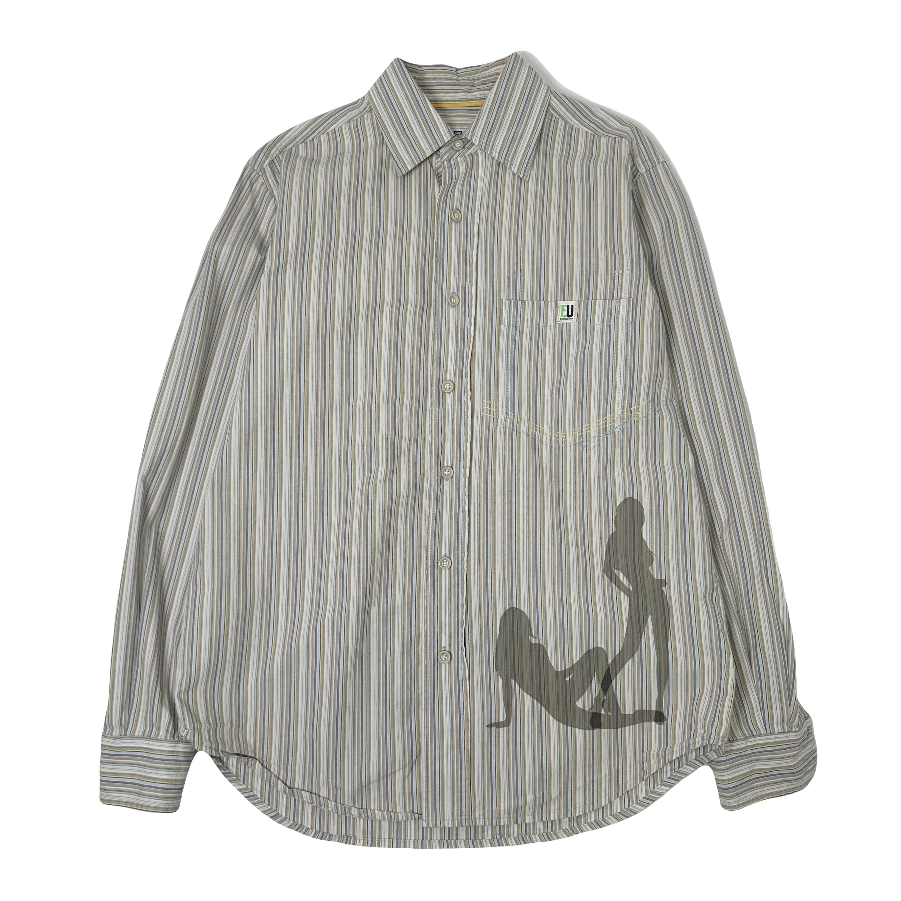 Y2K Ecko Unltd. Pinstripe Girls Button Up Shirt S