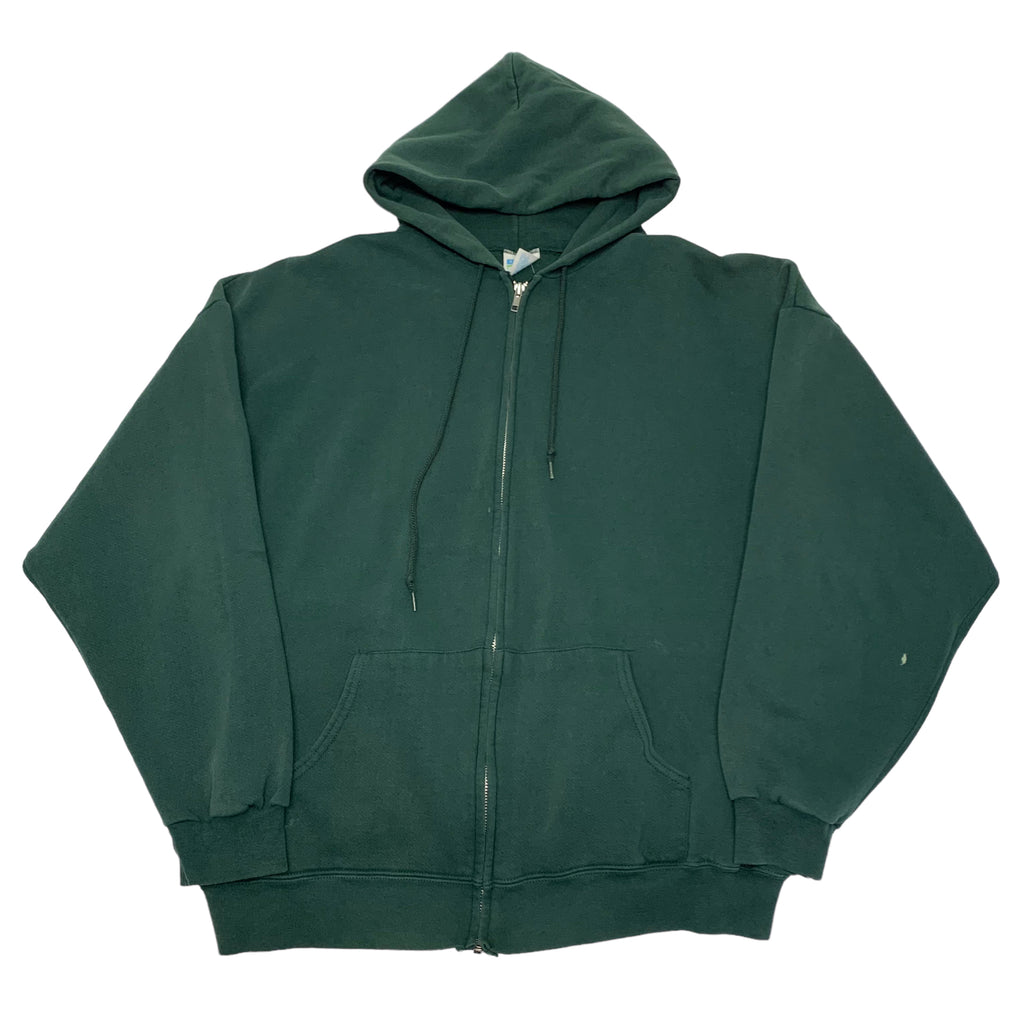 90s Blank Green Zip Up Hoodie XL