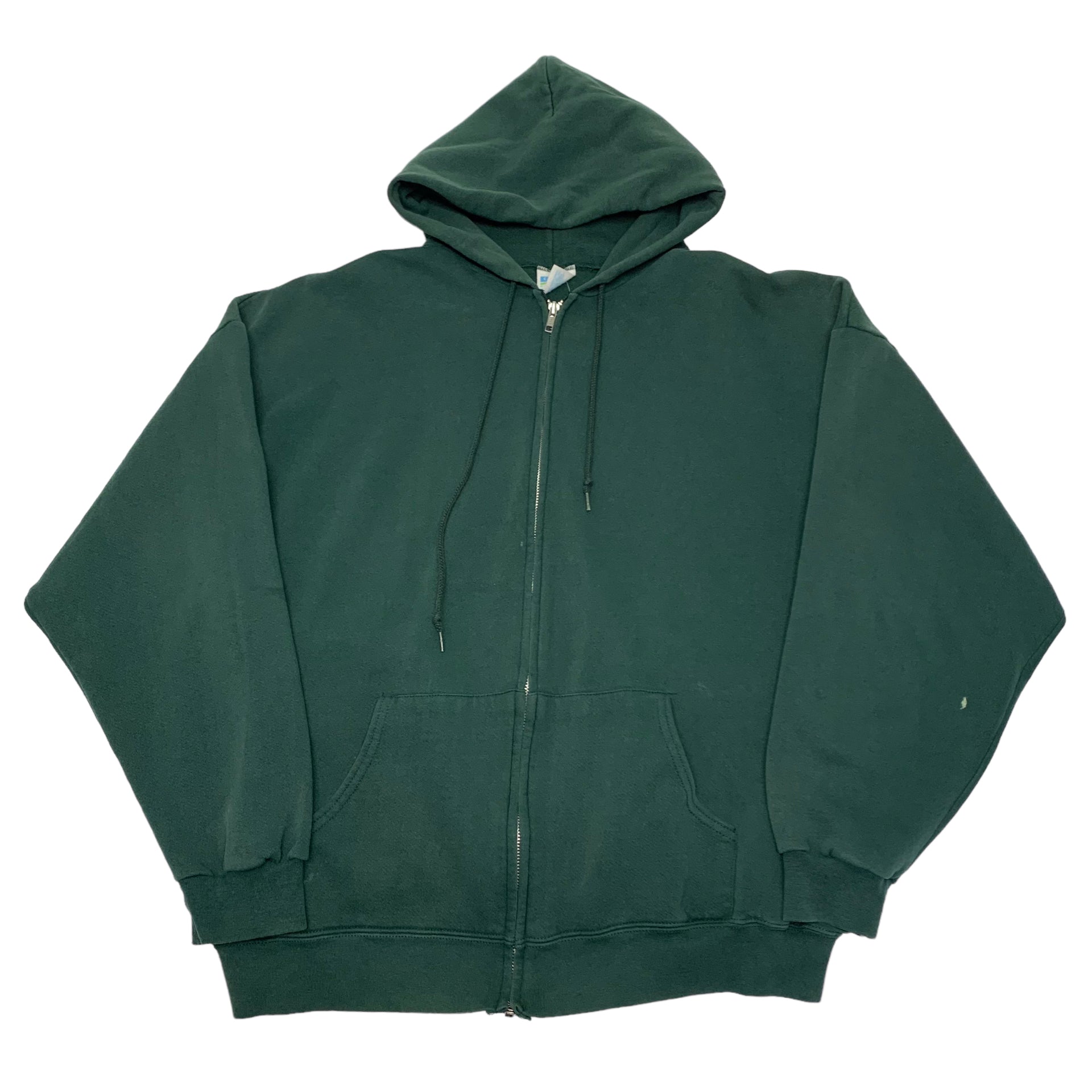 90s Blank Green Zip Up Hoodie XL