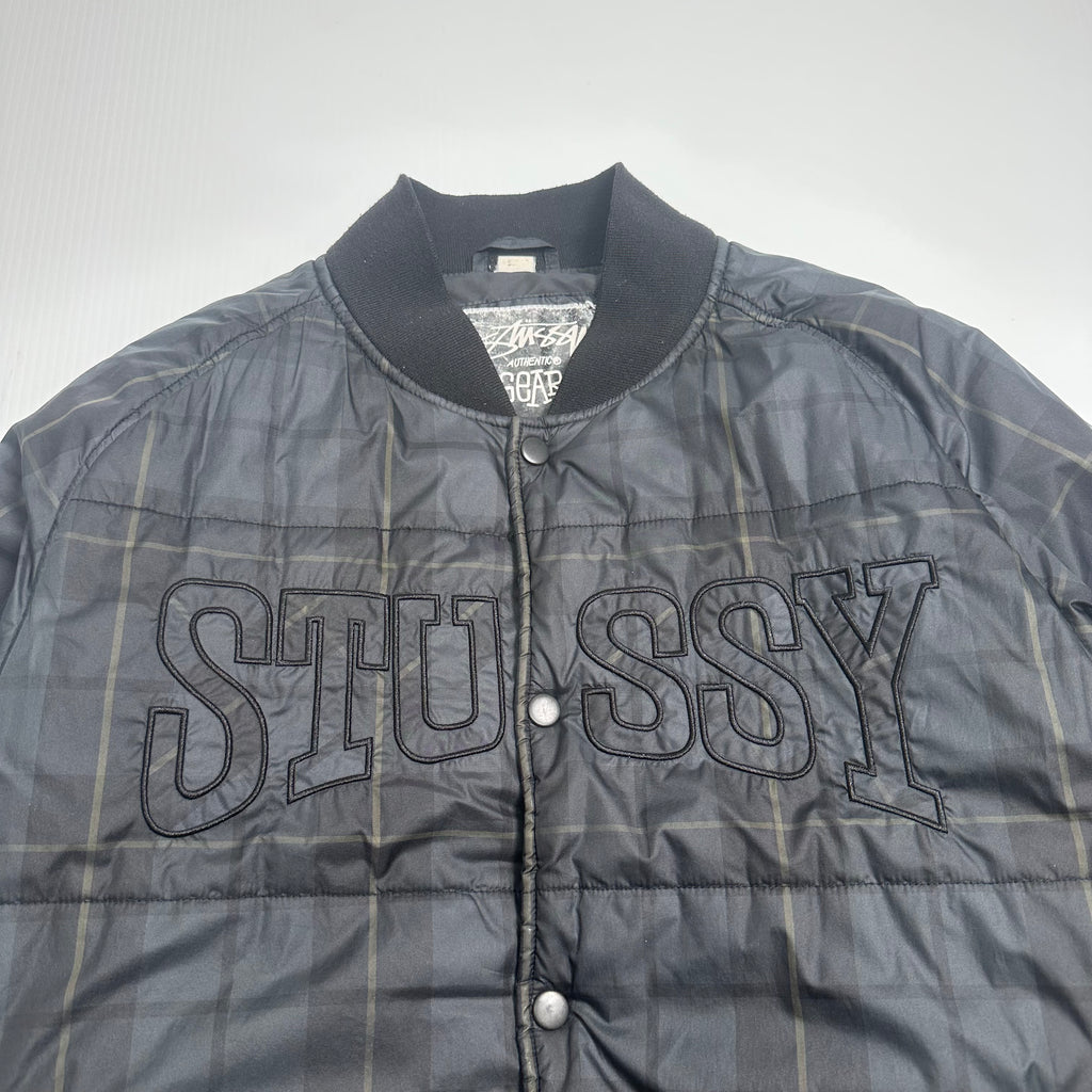 Stüssy Embroidered Logo Plaid Puffer Jacket L