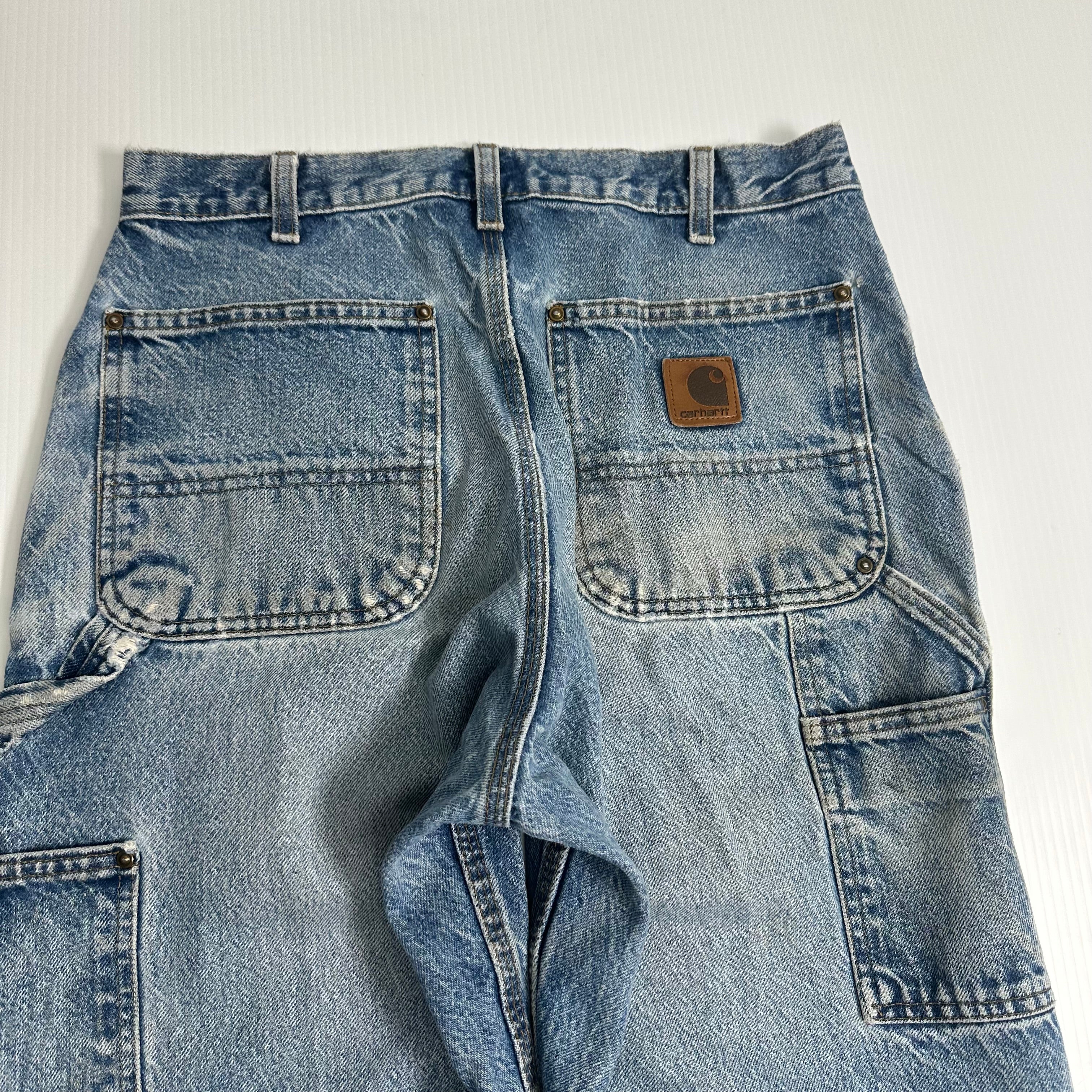 Vintage Carhartt Faded Light Wash Denim Double Knee 30x31.5