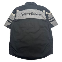 Load image into Gallery viewer, Harley Davidson Text Logo Short Sleeve Button Up Shirt XL
