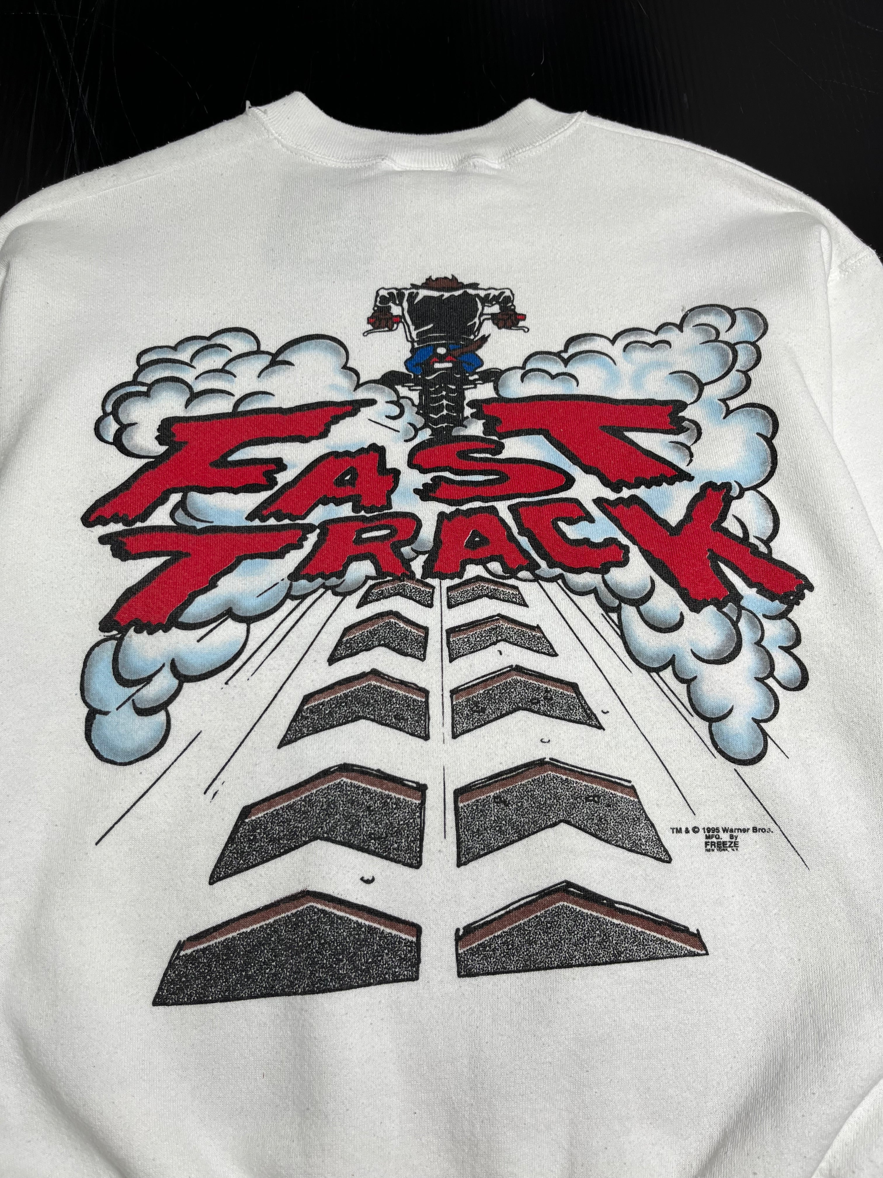 1995 Taz Looney Tunes Fast Track Biker Crewneck L