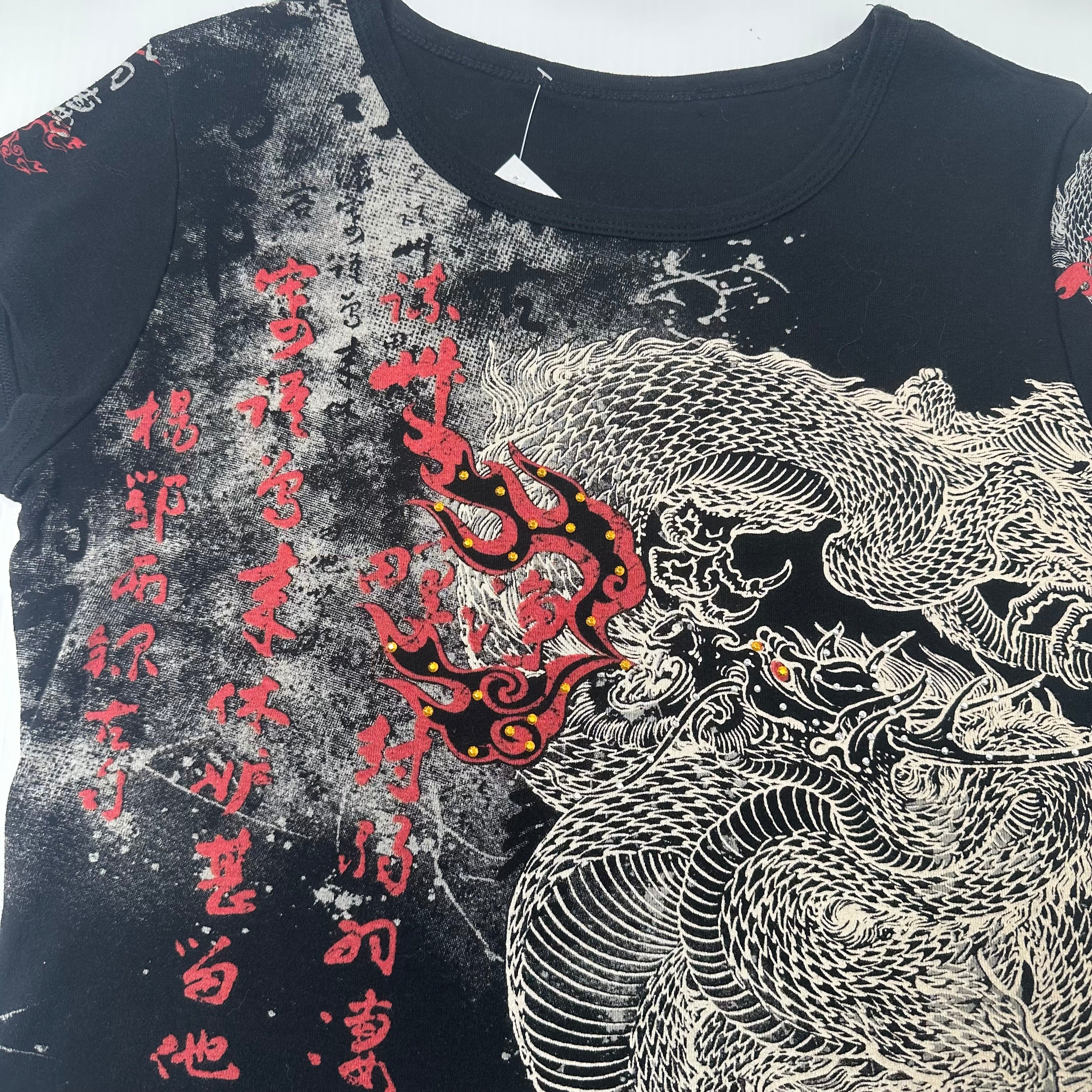 Y2K Dragon Art Graphic Tee Women's L