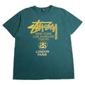Stussy Gold Text Cities Graphic Tee L