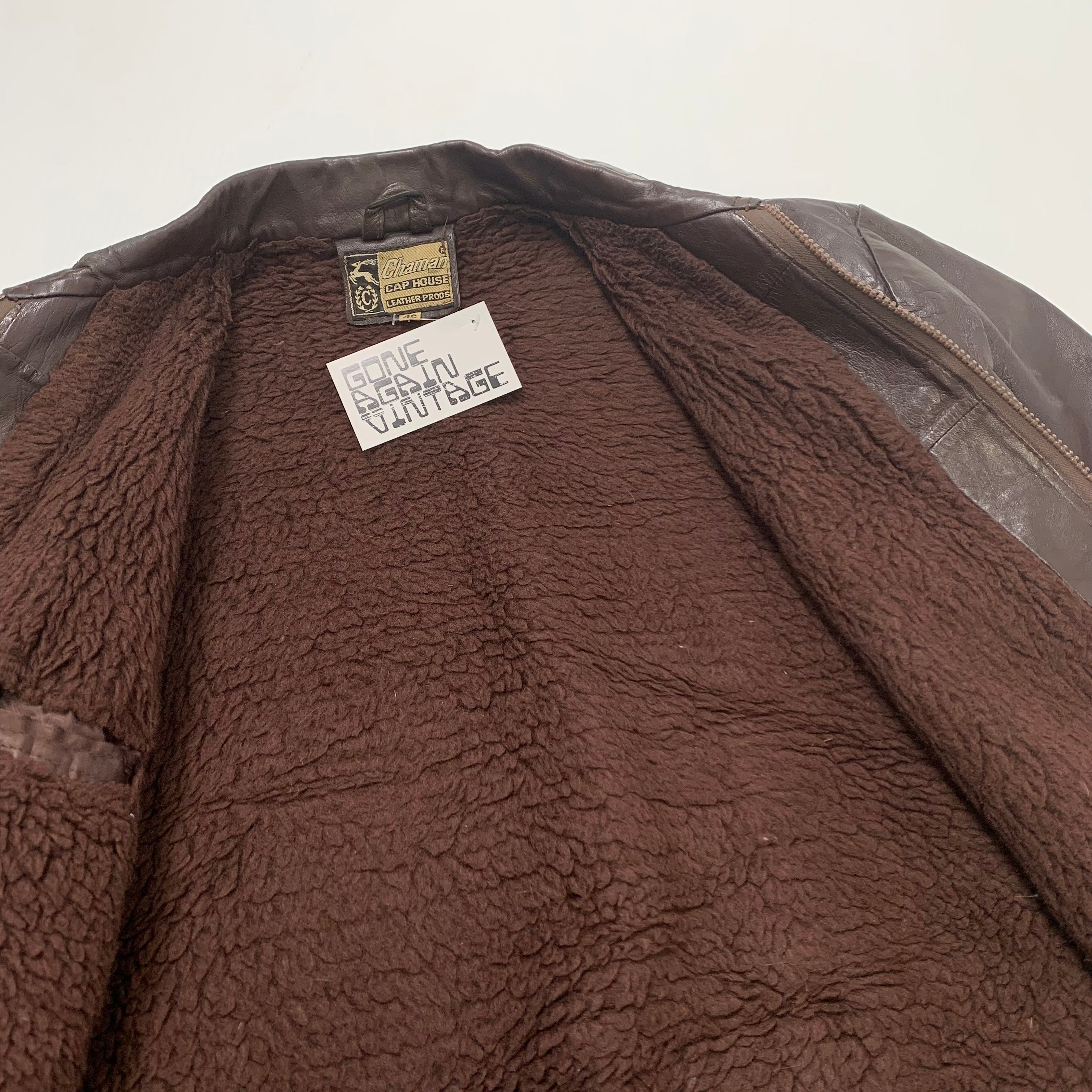 Vintage Chaman Sherpa Lined Leather Jacket M