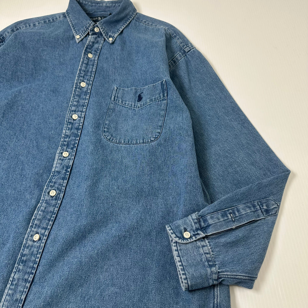 Vintage Polo Ralph Lauren Denim Button Up Shirt L