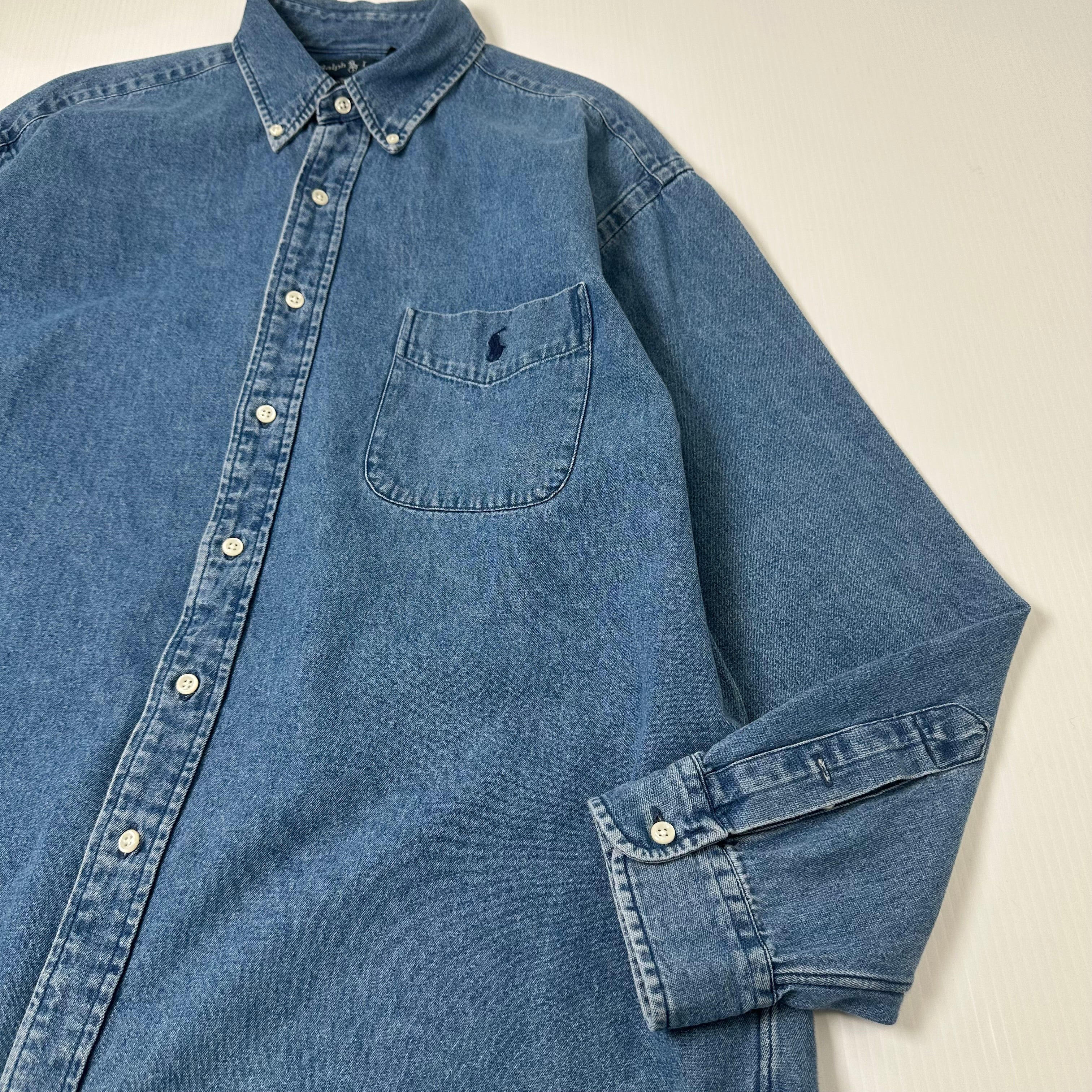 Vintage Polo Ralph Lauren Denim Button Up Shirt L