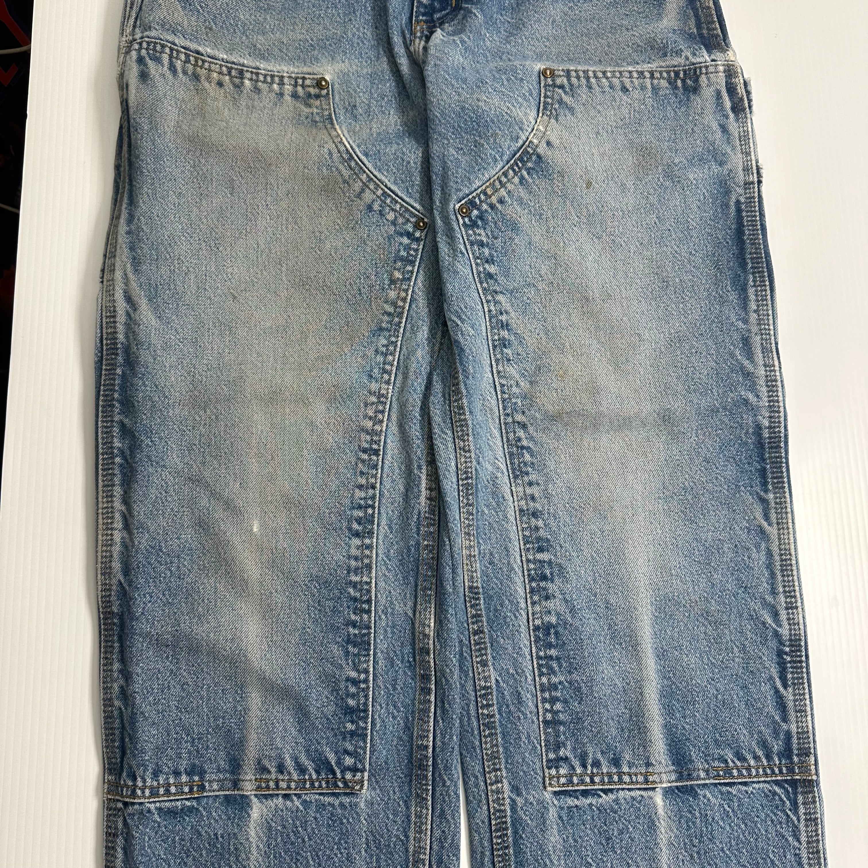 Vintage Carhartt Faded Light Wash Denim Double Knee 30x31.5