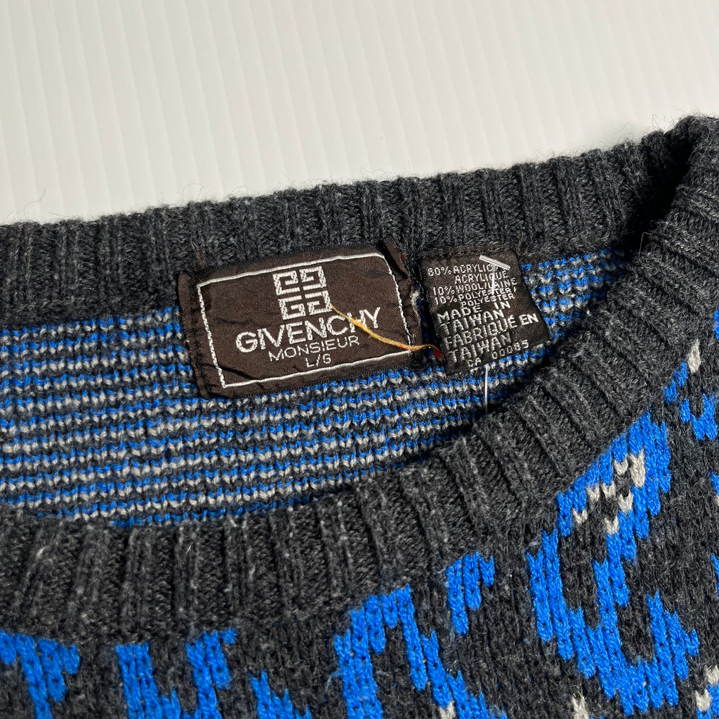 Vintage Givenchy Monsieur Pattern Knit Sweater L