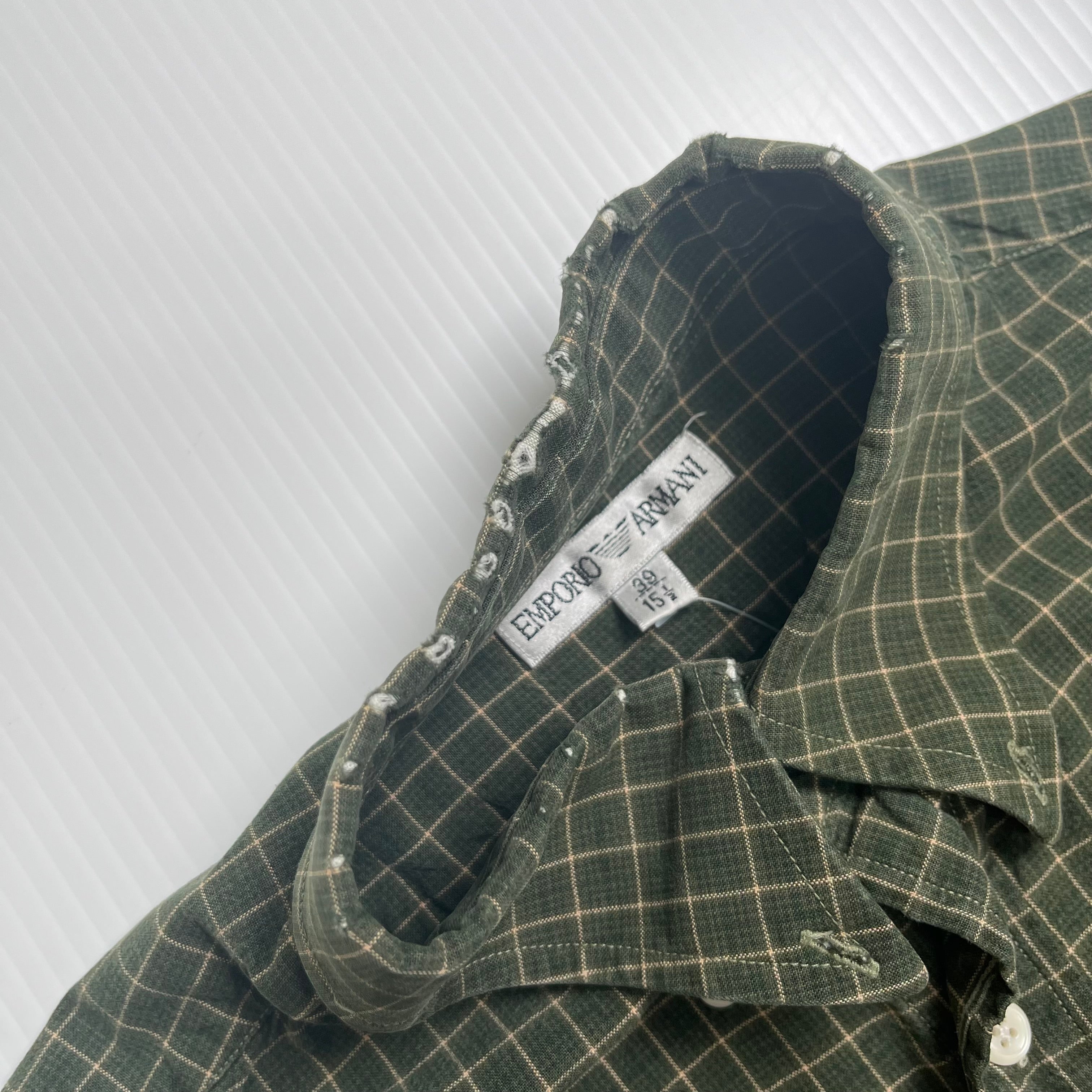 Vintage Emporio Armani Plaid Button Up Shirt M