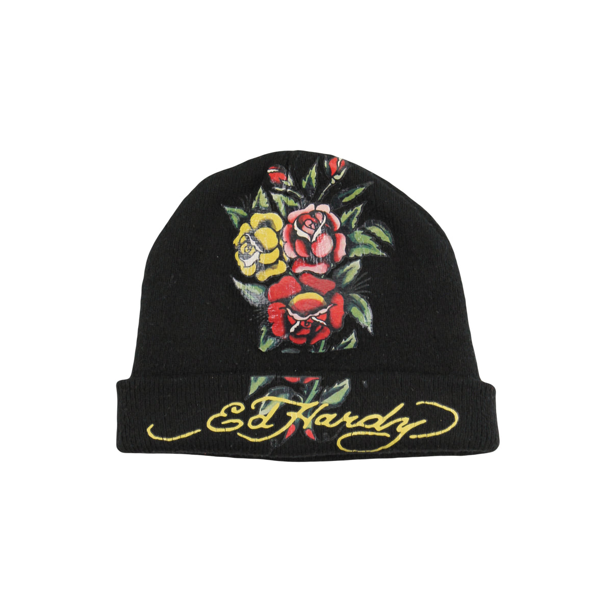 Y2K Ed Hardy Rose Graphic Beanie