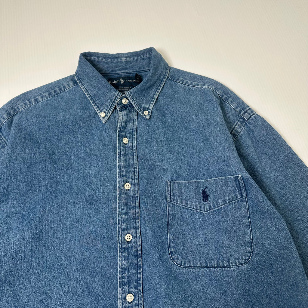 Vintage Polo Ralph Lauren Denim Button Up Shirt L