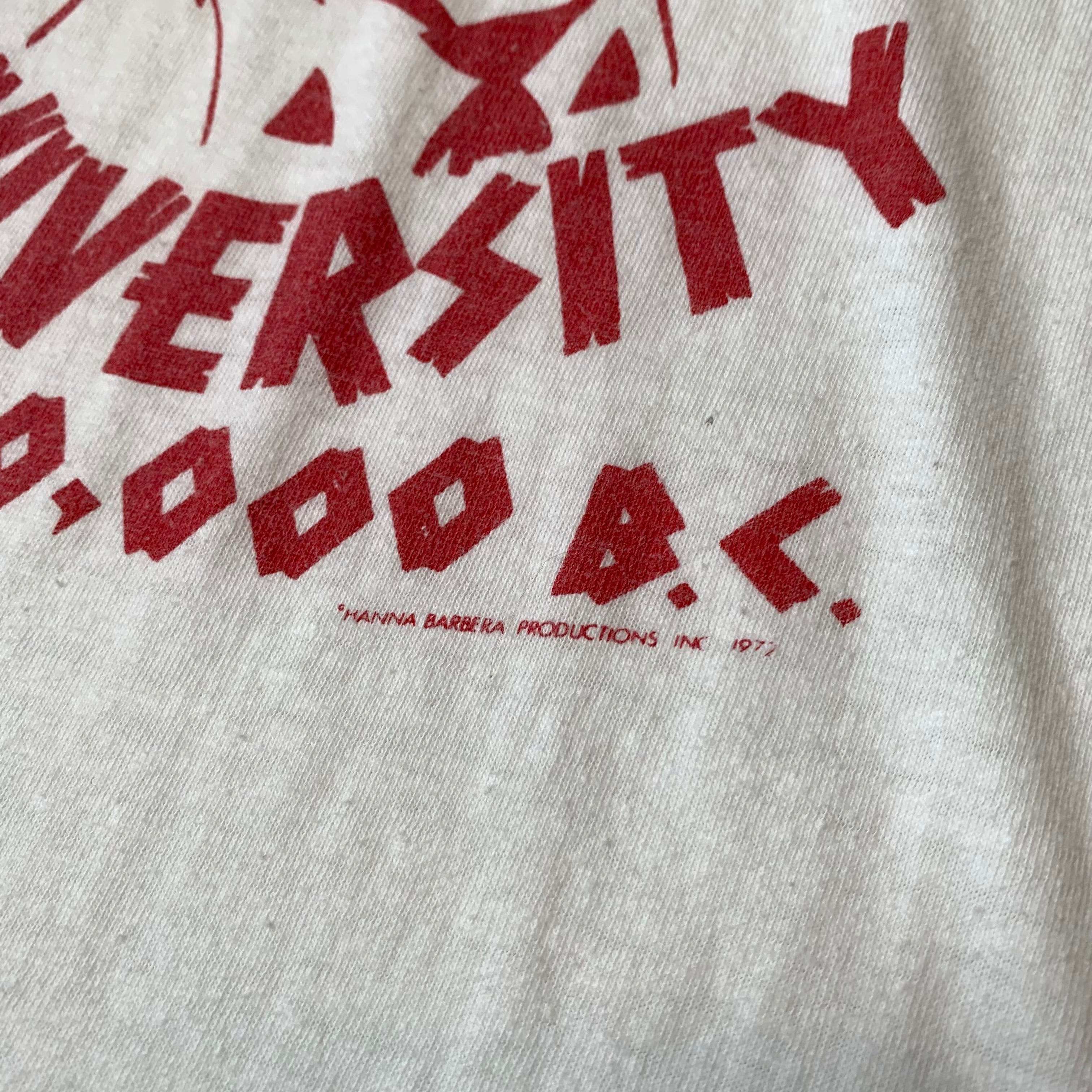 1970s Flintstones Bedrock City University Graphic Tee M