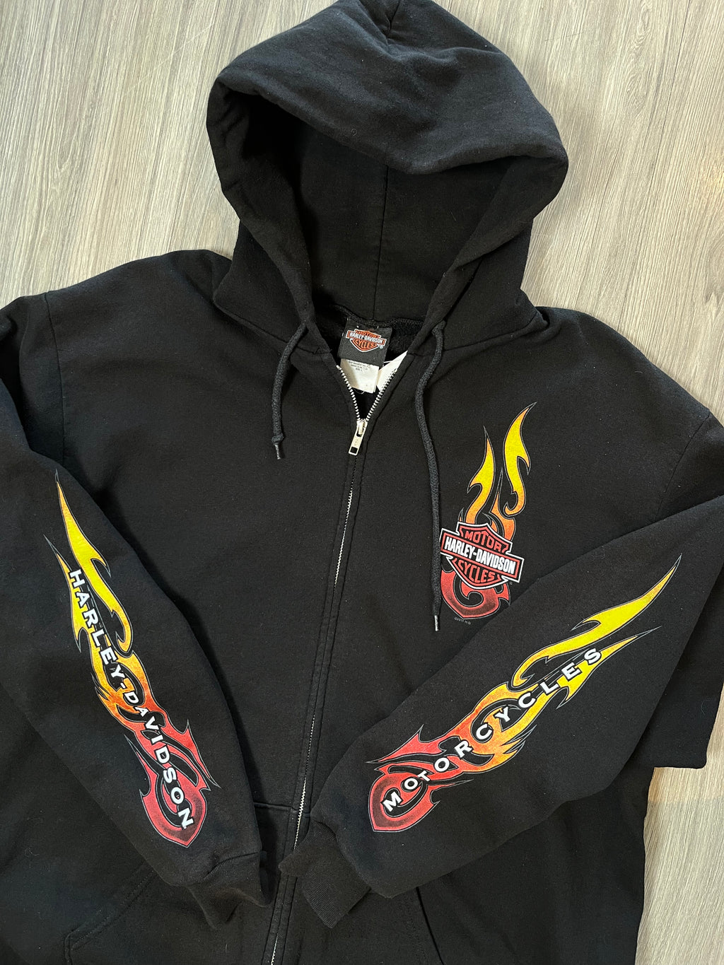 Vintage Harley Davidson Quebec Flames Zip Hoodie L