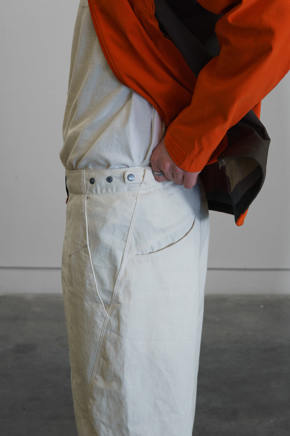 Rework Cotton Barrel Baggy Pants Cream 27-32