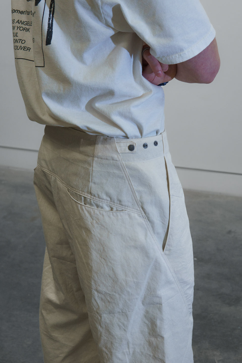 Rework Cotton Barrel Baggy Pants Cream 27-32