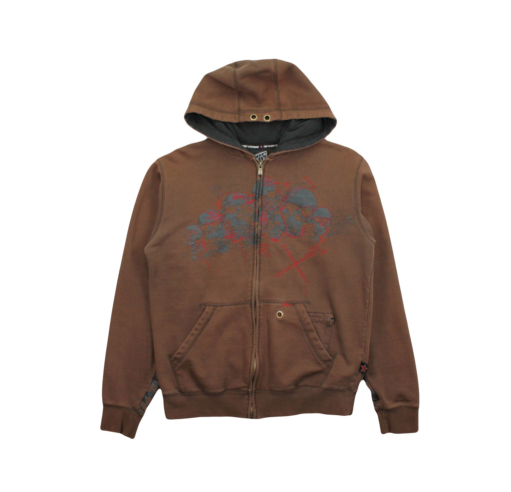 Y2K Top Heavy Skulls Zip Hoodie M