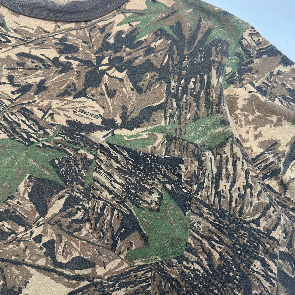 Vintage Woodland Camo Real Tree Ringer Tee XL