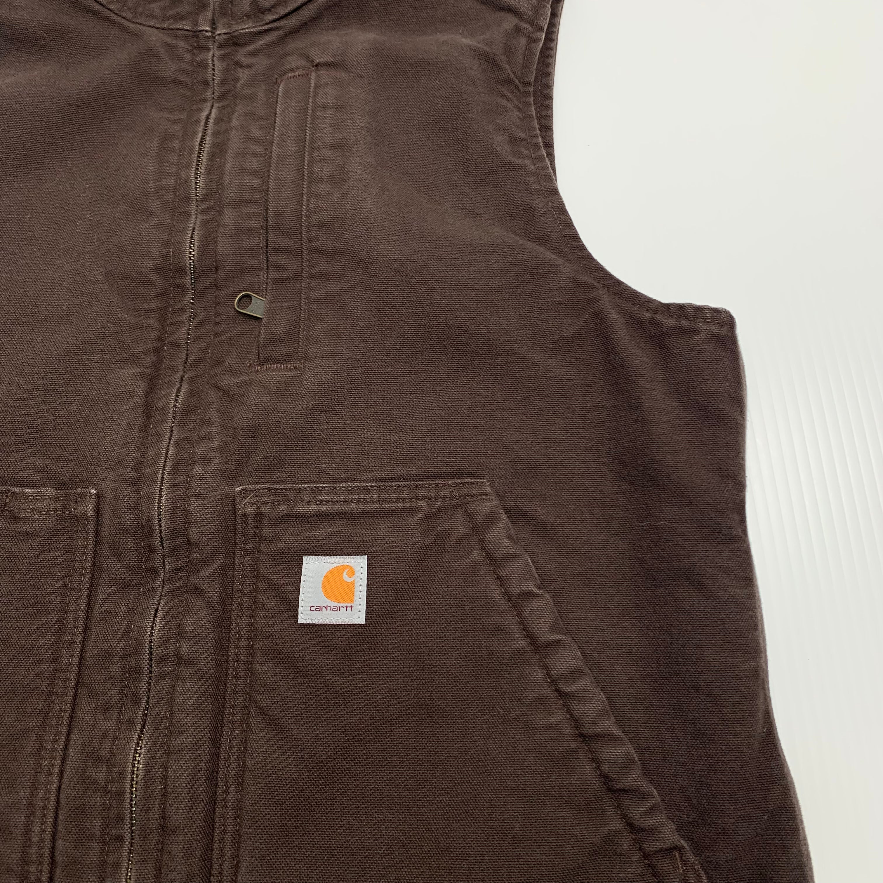 Carhartt Brown Sherpa Lined Denim Vest M