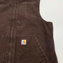 Load image into Gallery viewer, Carhartt Brown Sherpa Lined Denim Vest M
