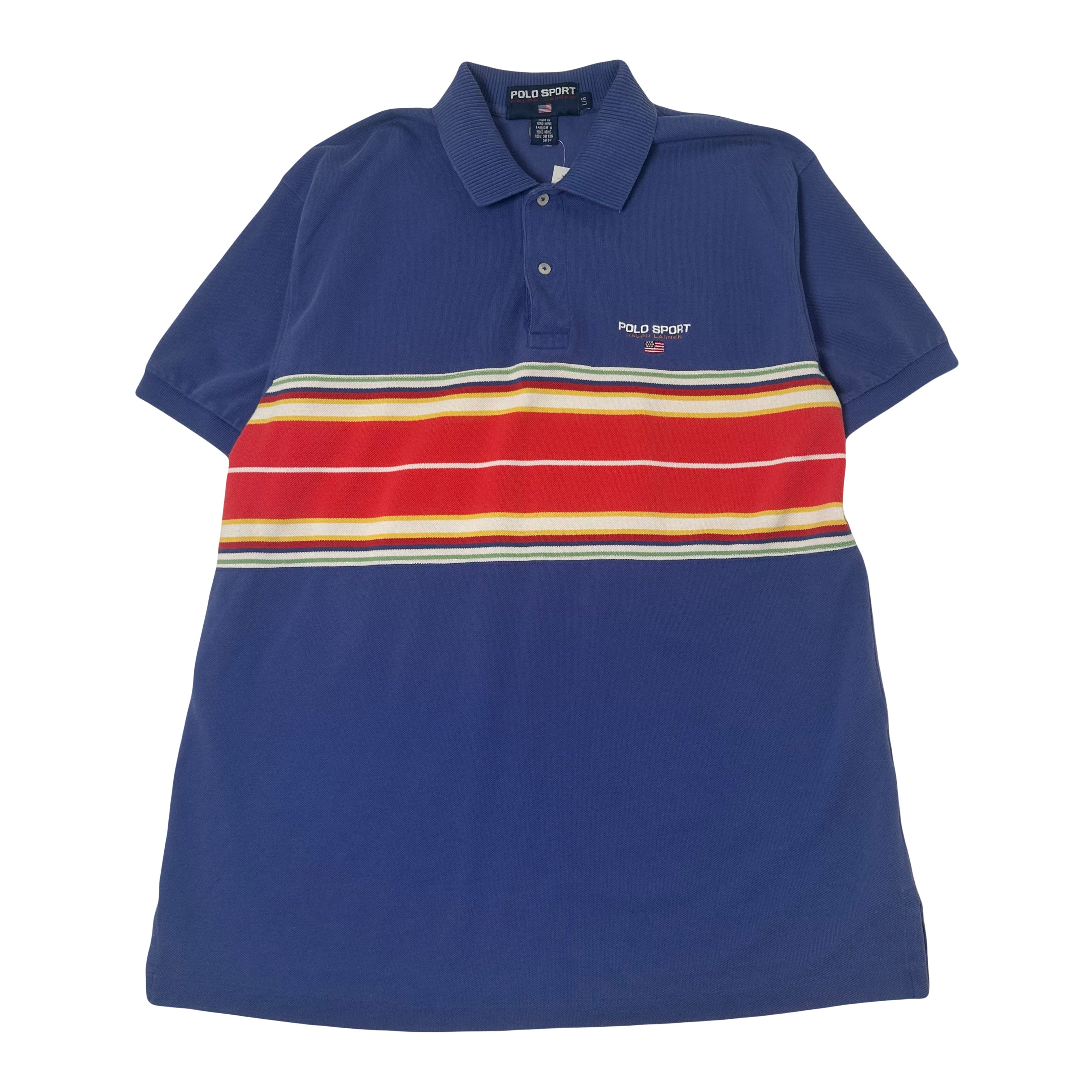 Vintage Polo Sport Striped Short Sleeve Shirt L