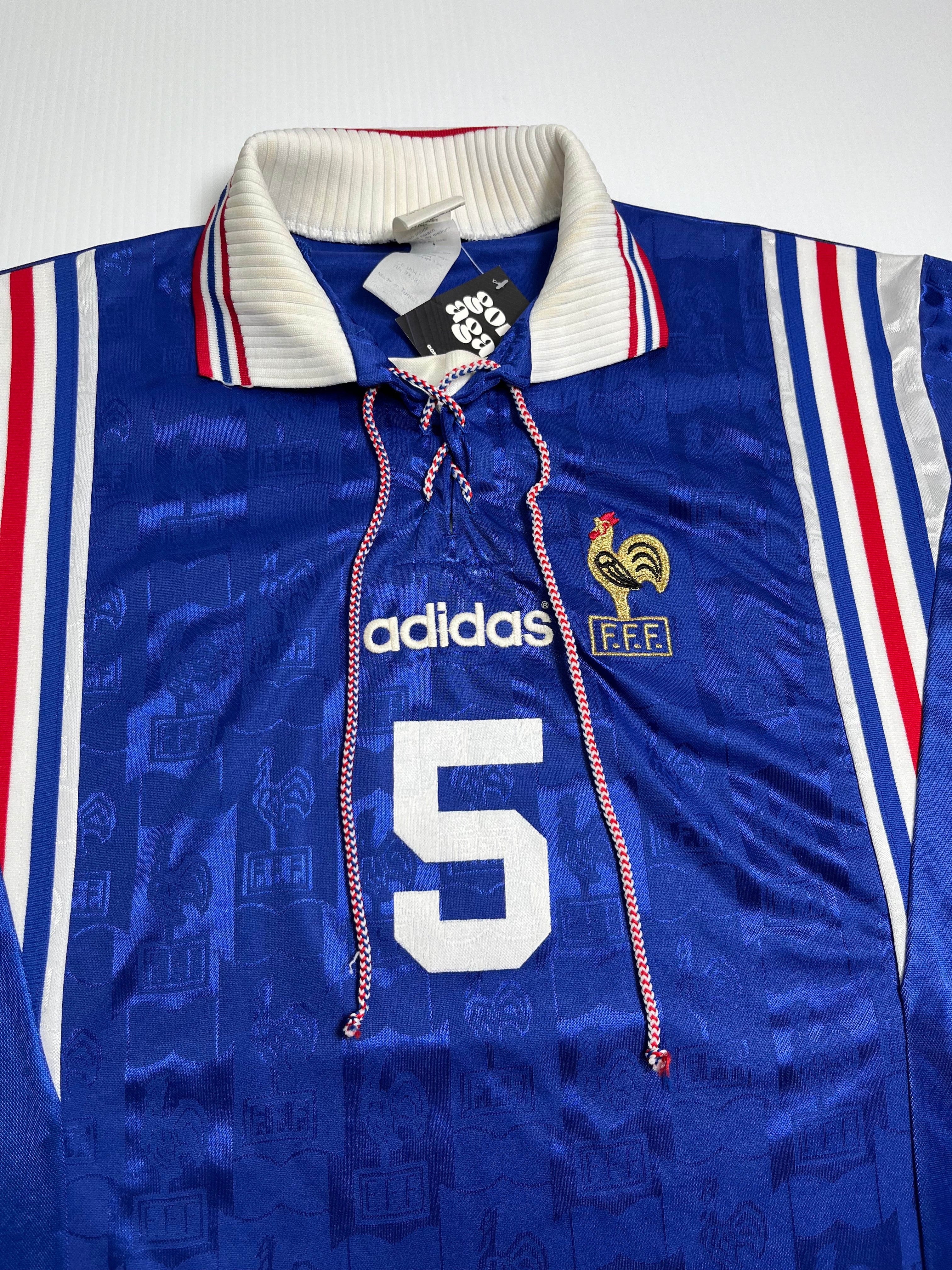 1996 France Adidas #5 Laurent Blanc Home Jersey L