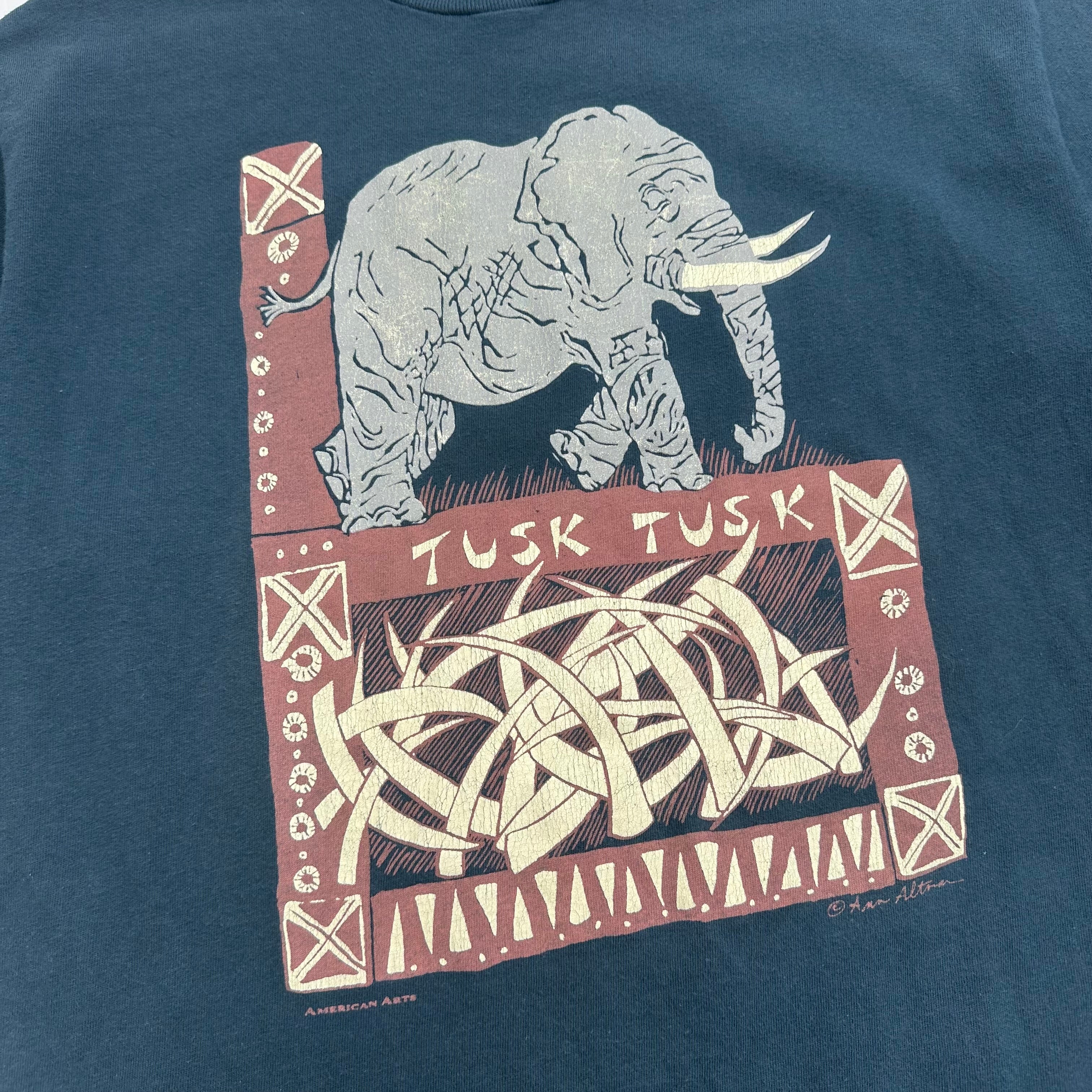 Vintage Ann Altman Elephant Art Tee M