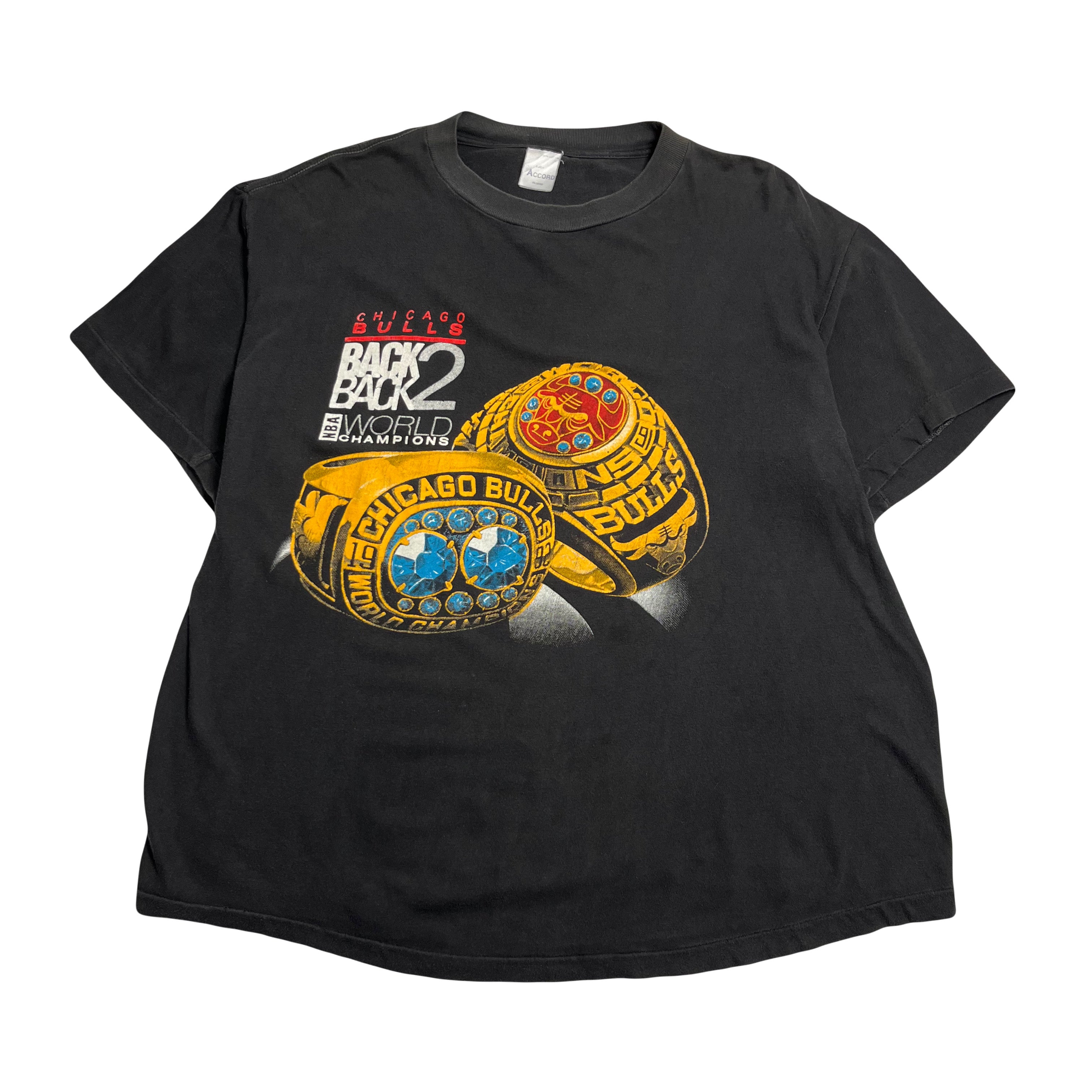 90s Chicago Bulls Back 2 Back World Champions Tee XL