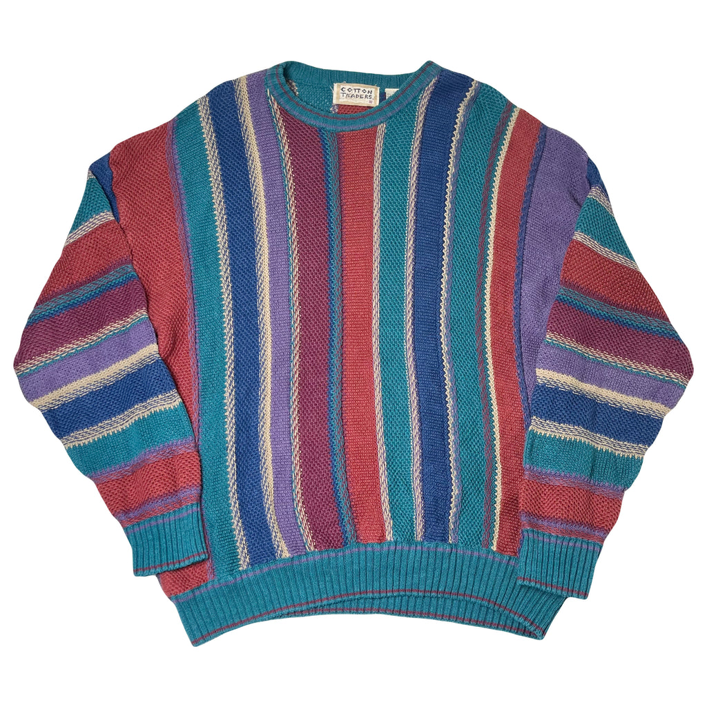 Vintage Cotton Traders Striped 3D Knit Sweater L