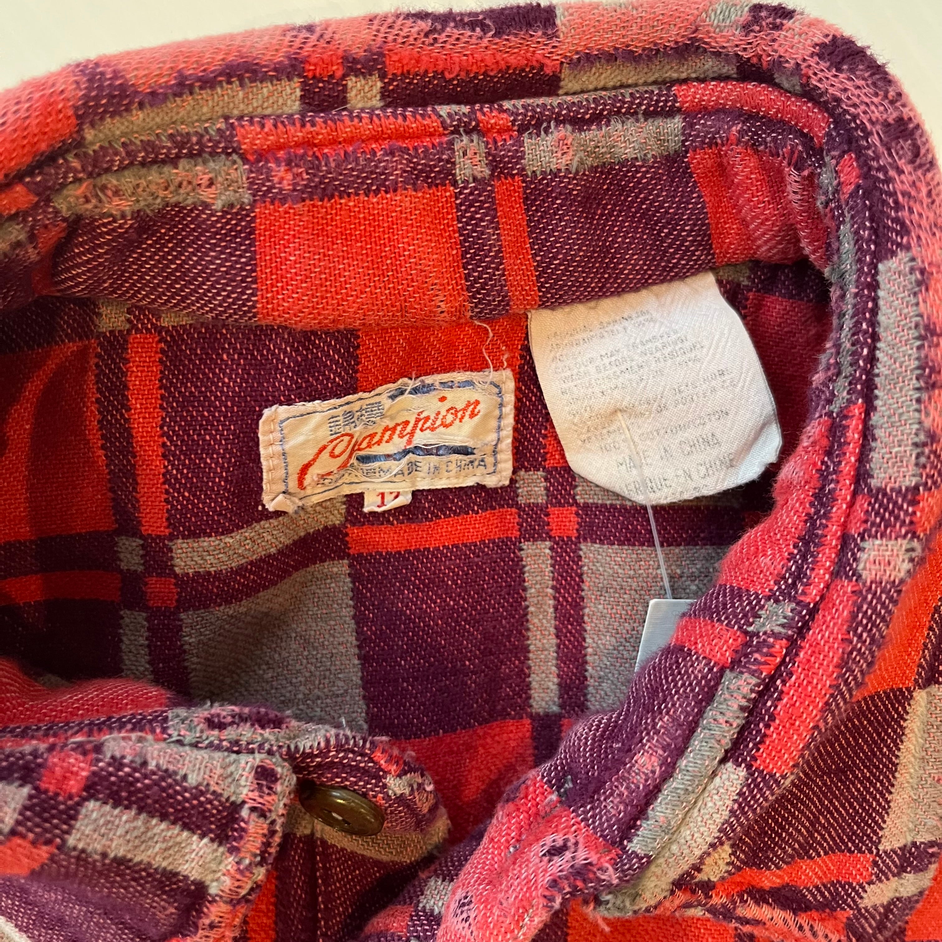 Vintage Champion Mackinaw Plaid Flannel Shirt L