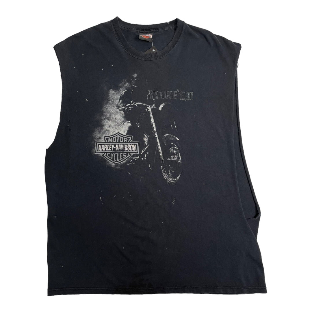 Vintage Harley Davidson Smoke Em Cut Off Tee L