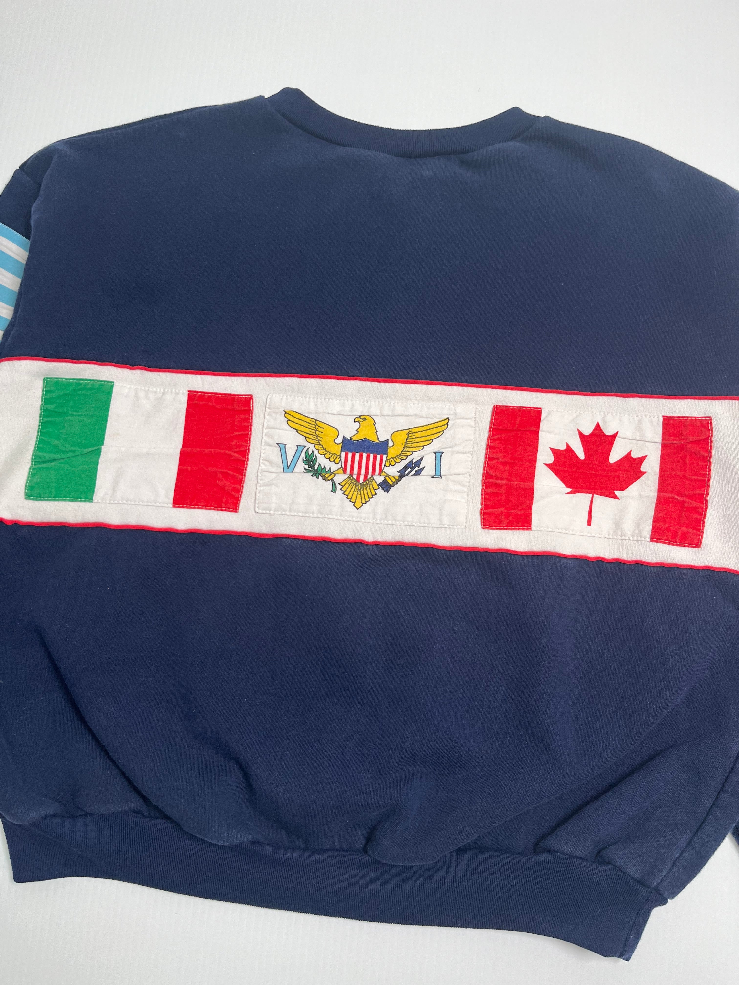 Vintage World Travel Federation Flags Crewneck XL